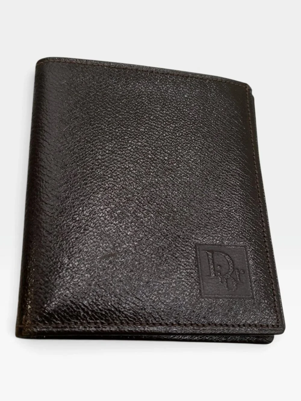 Vintage Christian Dior Brown Leather Bifold Wallet CD Logo 70s 80s COA